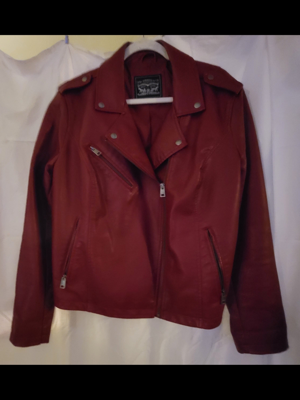Levi's Dark Red Faux Leather Moto Jacket - Women's